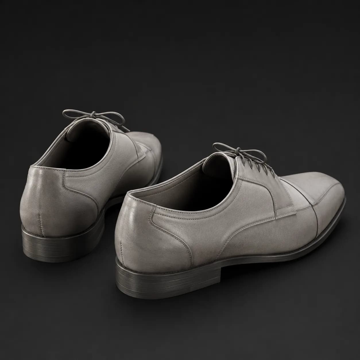 Generated 3D preview of gray leather dress shoes for image to 3D conversion